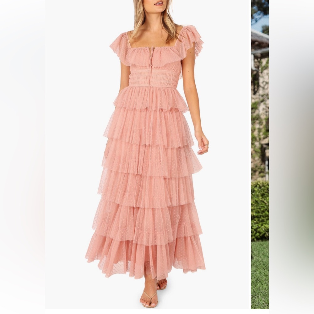Petal & Pup Blush Pink Tiered Ruffle Maxi Dress